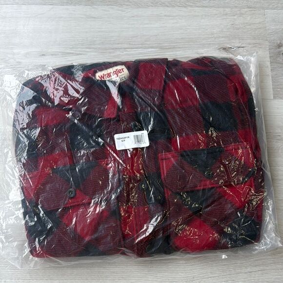 Wrangler Men's Fleece Buffalo Plaid Relaxed Fit Long Sleeve Shirt S NWT in pkg - Picture 4 of 6
